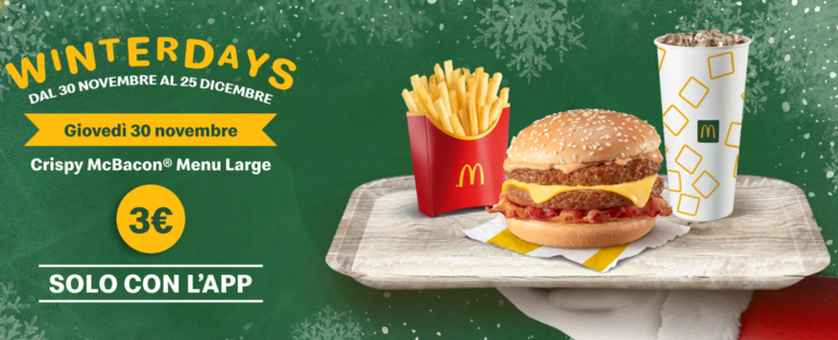 McDonald’s Winterdays 2023: scopri un’offerta esclusiva ogni giorno fino a Natale!