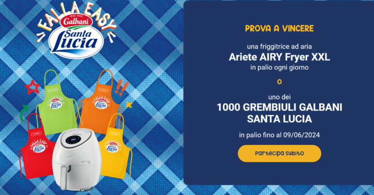 Concorso Galbani in palio 1000 grembiuli e 89 friggitrici ad aria Ariete