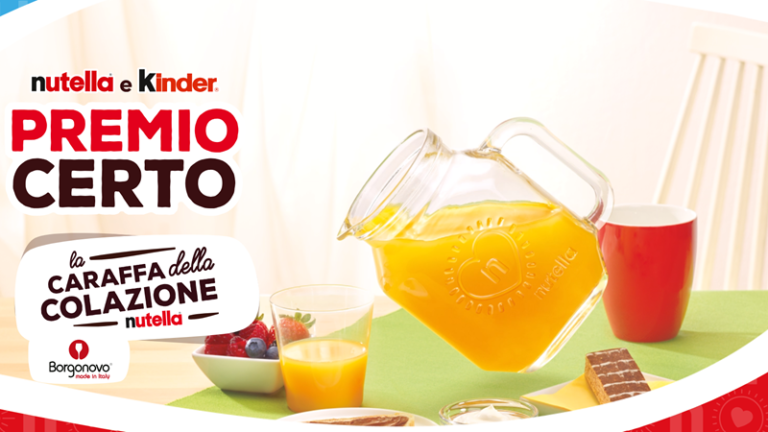 Nutella e Kinder presentano il premio certo “La caraffa della colazione”, ottienila subito