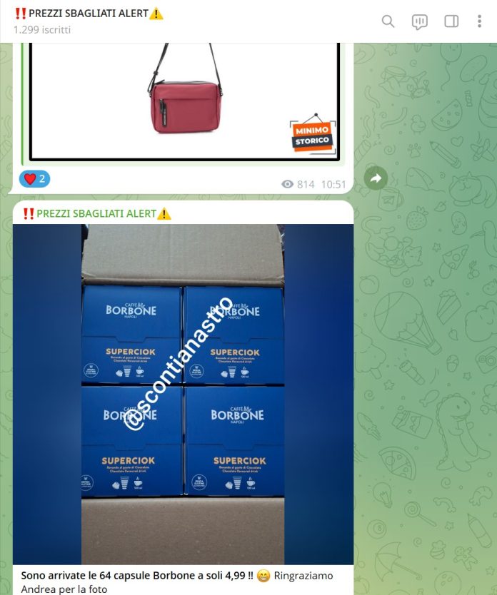 Errore di prezzo consegnato - capsule Borbone arrivate