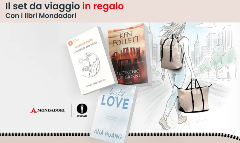 Feltrinelli promo libri Mondadori: zaino o borsa da viaggio in regalo fino al 9 Novembre 2025