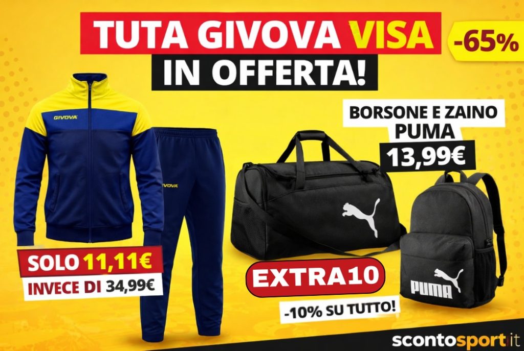 Offerta Tuta Givova a soli 11,11€ più extra sconto 10% su tutto