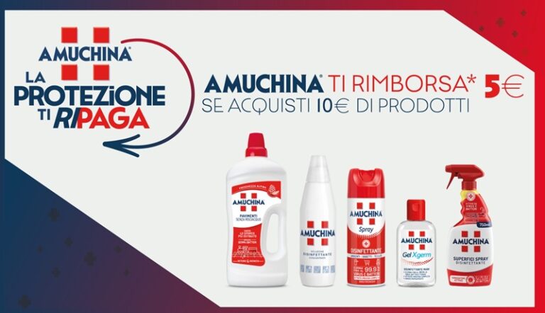 Cashback Amuchina 2026 “La Protezione ti Ripaga”: spendi 10€ e ricevi 5€ di rimborso