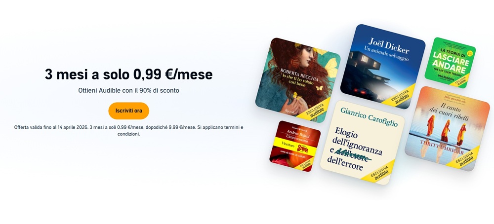 Offerta Audible a 0,99€ per 3 mesi