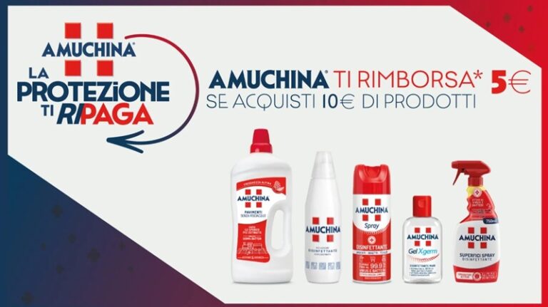 Cashback Amuchina 2026: 5€ di rimborso con 10€ di spesa