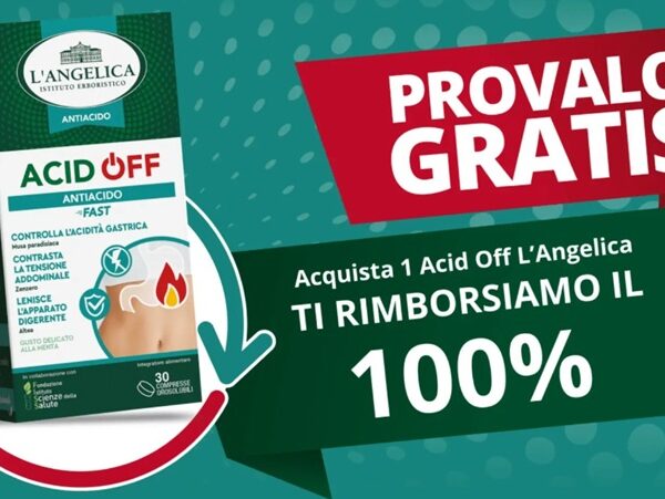 Cashback L’Angelica: prova gratis l'integratore Acid Off