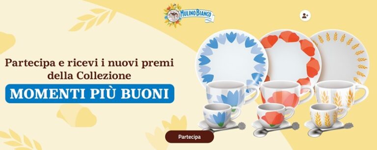 Raccolta punti Mulino Bianco 2026 “Momenti più Buoni”: premi certi e set colazione da vincere ogni ora