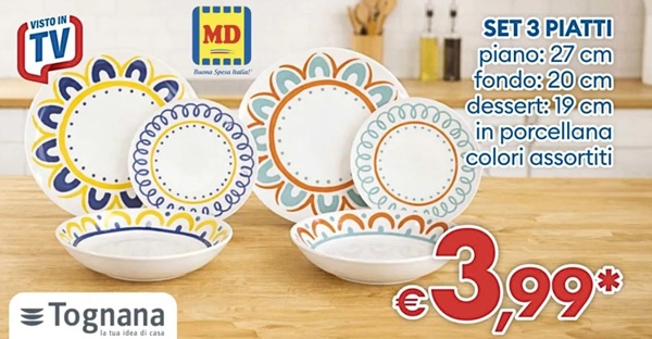 Set 3 piatti Tognana da MD a 3,99€