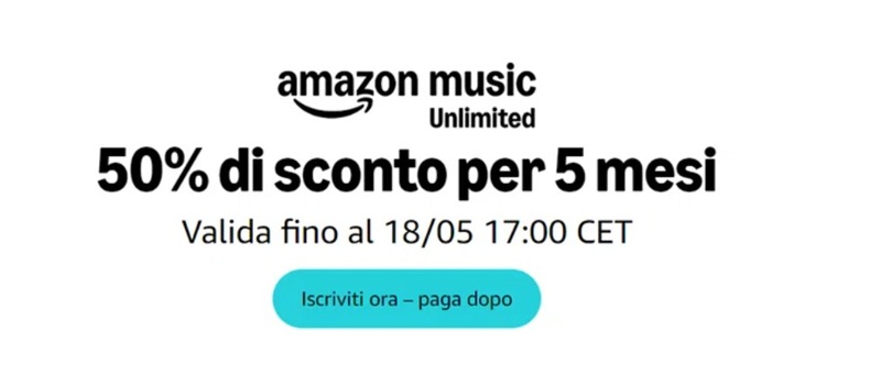 Amazon Music Unlimited offerta 5 mesi