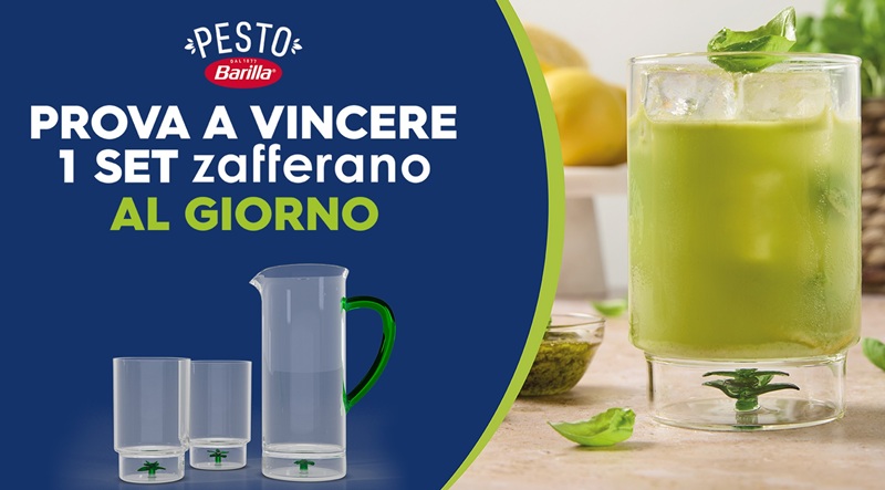 Concorso Barilla Pesto "Vinci Set Zafferano": ogni giorno in palio caraffa e 6 bicchieri