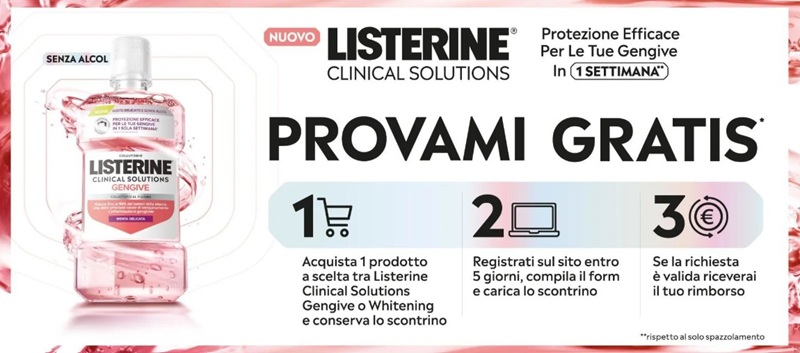 Listerine provami gratis cashback