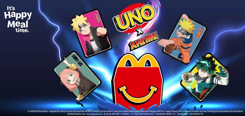 McDonald's Happy Meal: arrivano i mazzi UNO x Anime da collezionare