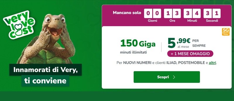 Very Mobile 5,99€: 150 Giga in 5G, offerta in scadenza il 28 maggio