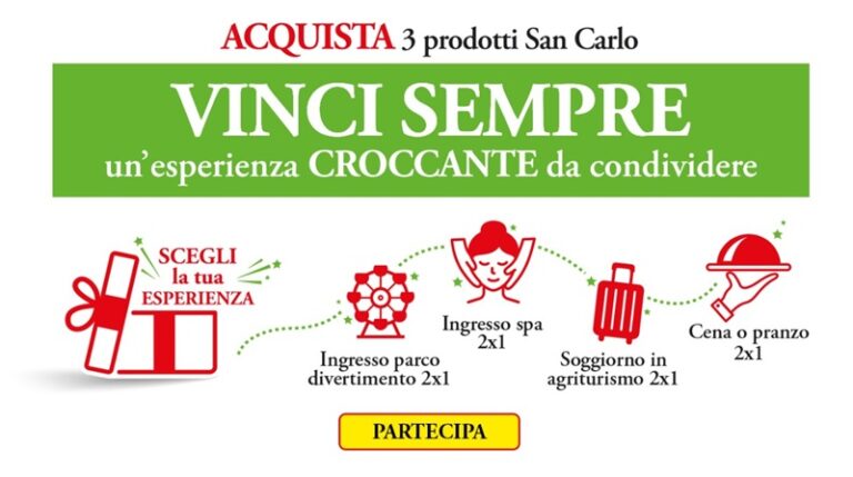 Premio certo San Carlo 2026: voucher esperienza da 25€ con 3 prodotti acquistati