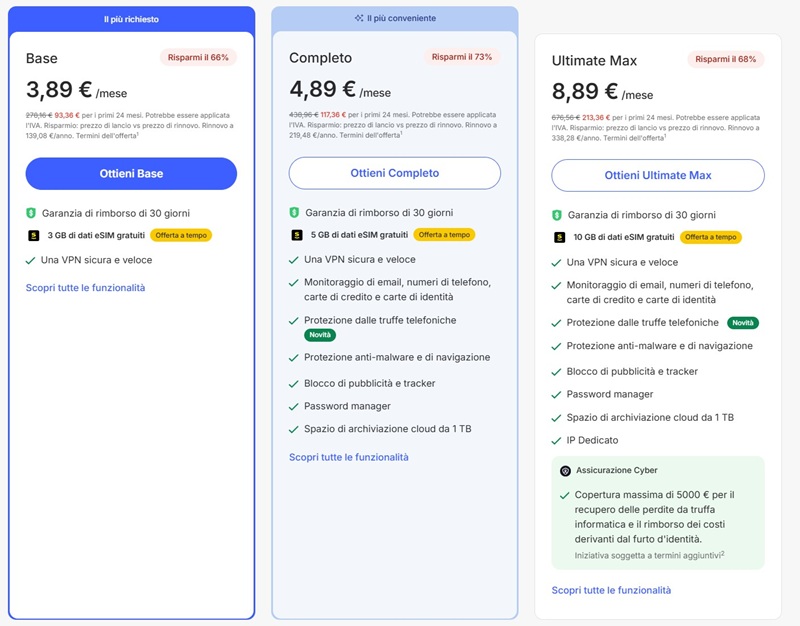 Piani NordVPN