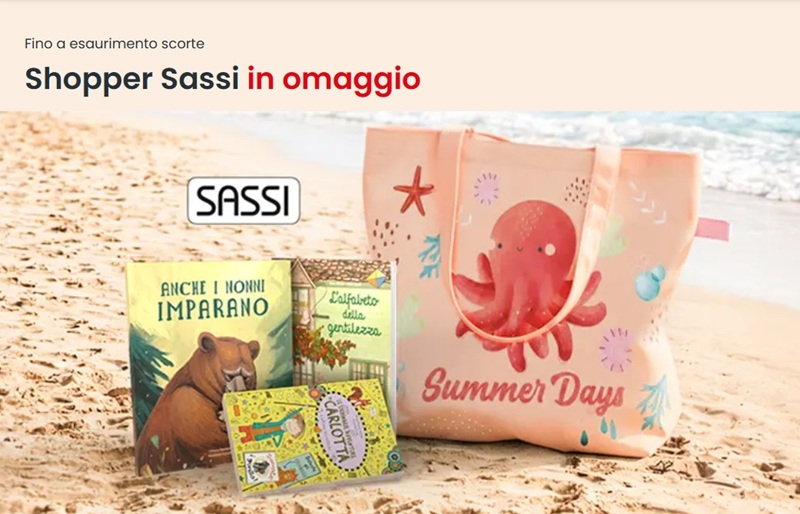 Offerta IBS libri Sassi: acquistando 2 titoli ricevi in omaggio l'esclusiva shopper Summer Days. Promo valida fino a esaurimento scorte, approfittane!