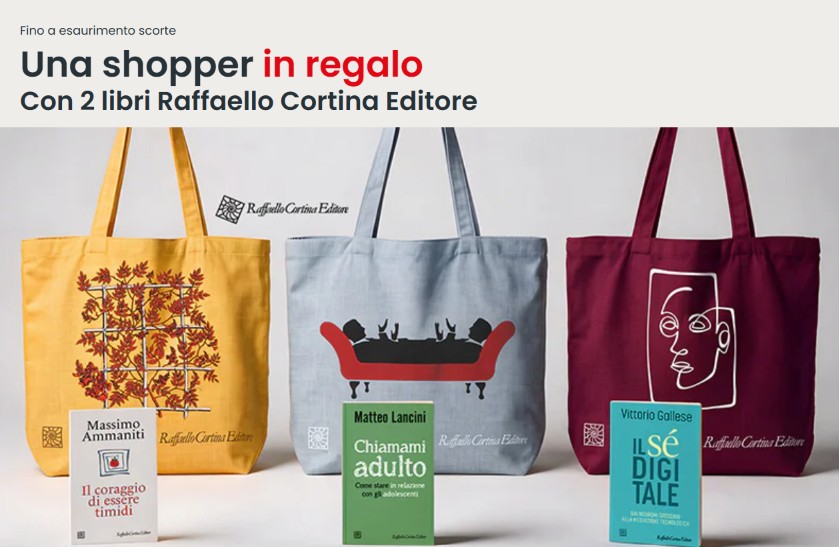 Shopper in regalo con 2 libri Raffaello Cortina su laFeltrinelli: offerta dal 16/10 al 16/11, fino a esaurimento scorte. Scegli tra 3 colori!
